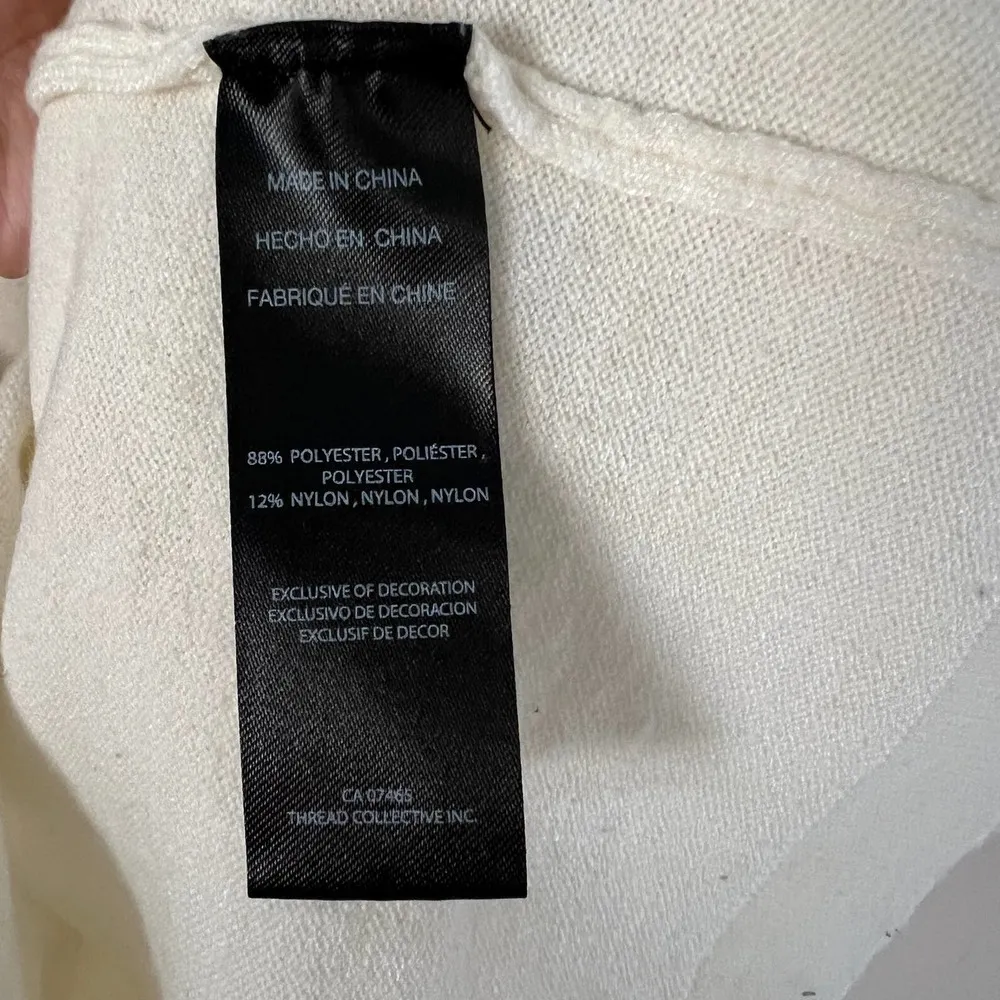 BEBE LOGO PEARL DETAIL SWEATER in Ivory Size L - Image 7