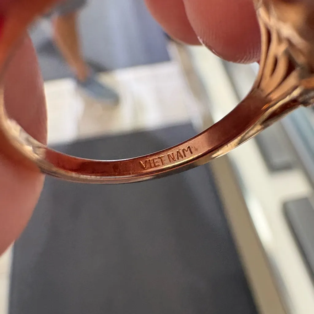 Synthetic Pink Gemstone and CZ Cocktail Ring Size 6 - Image 7