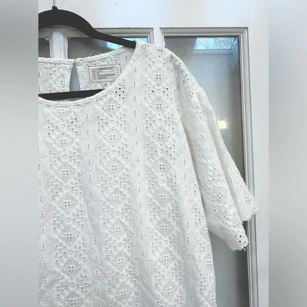 CURRENT ELLIOTT THE EYELET EMBROIDERED T-SHIRT DRESS DIRTY WHITE Size 0 XS NWT - Image 5