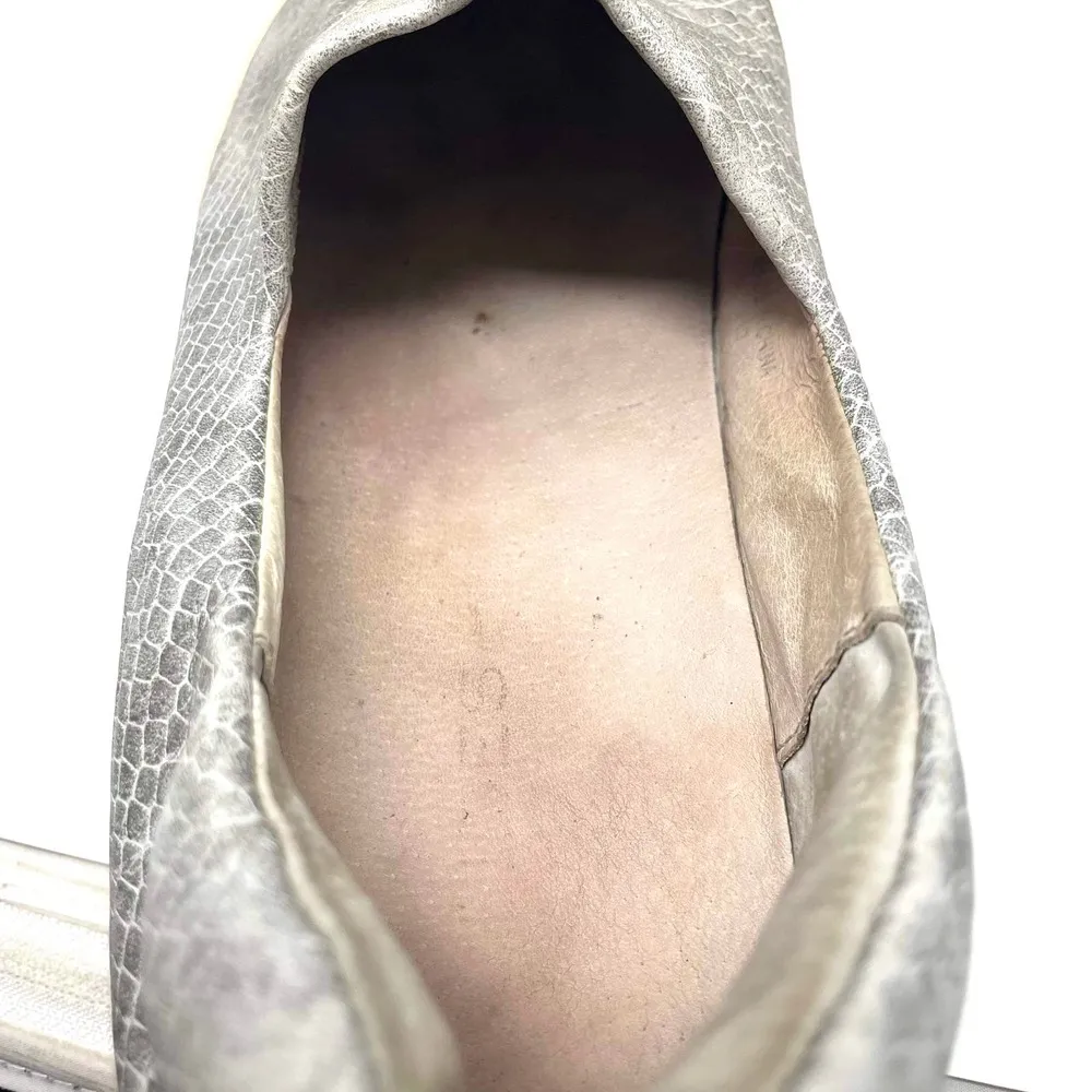 J SLIDES Silver White Slip On Snake Print Sneakers - Image 9