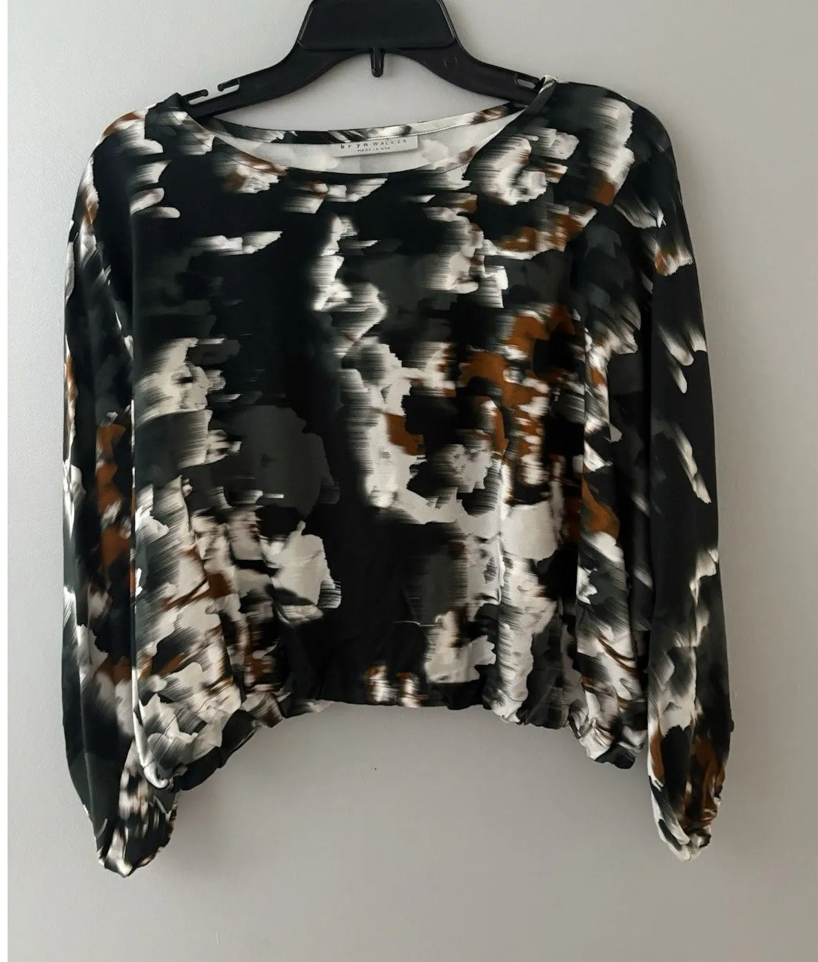 Bryn Walker Gianna Cropped Elastic Bubble Shirt XXS Green Earthy Boho OVERSIZE - Image 1