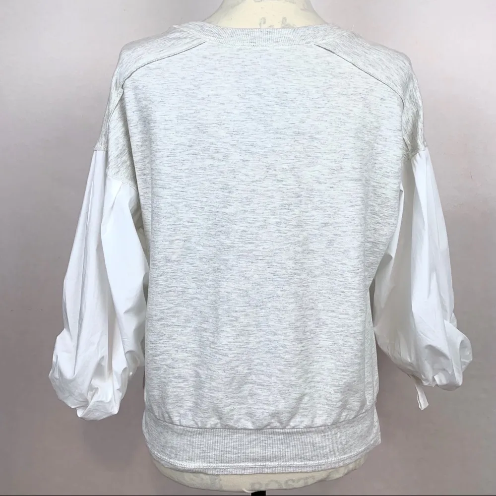 Kensie Poplin Sleeve Sweatshirt Size M - Image 4