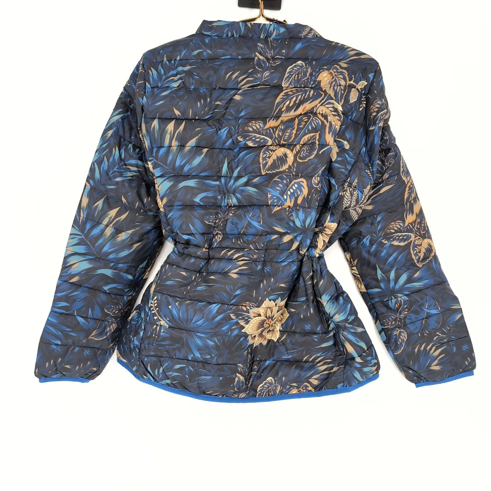 Desigual Blue Floral Puffer Padded Women's Ankor Jacket w Hood - US Size M - NWT - Image 5