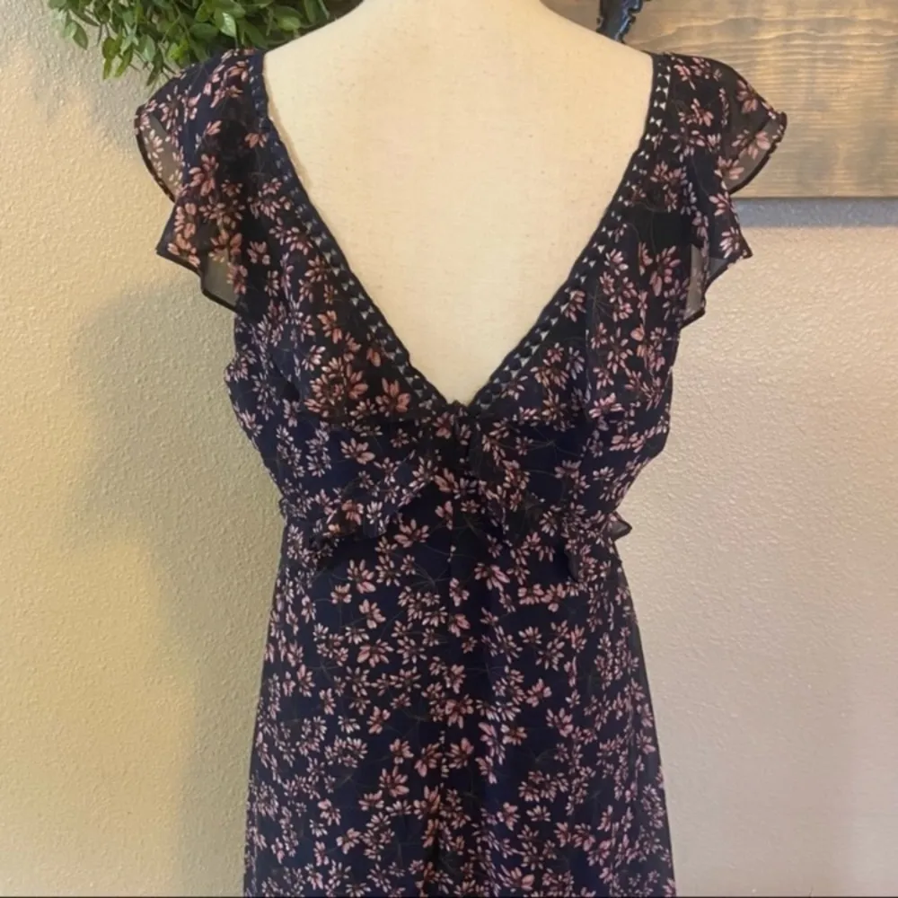 NWOT  Darling Daydream Navy Blue Floral Print Ruffled Maxi Dress - Image 3