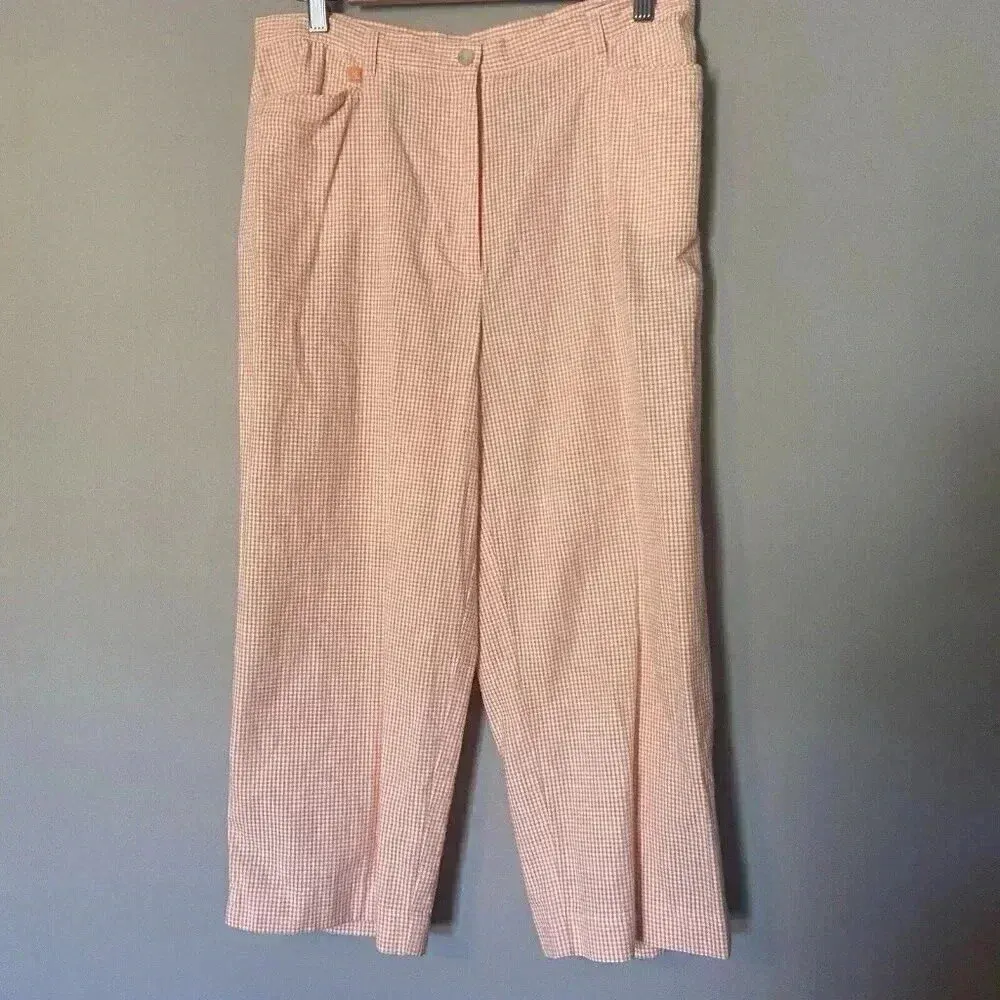 Ralph Lauren Coral Peach Gingham ButtonShort Sleeve Shirt Pants Set Size‎ M /12 - Image 14