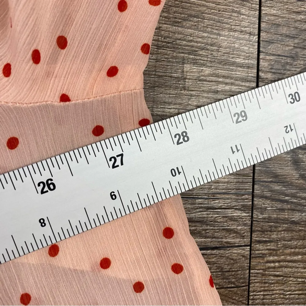 Torrid Shirt Women Size 3X Pink Red Polka Dot Tie Neck Button Up Bishop Sleeve - Image 6