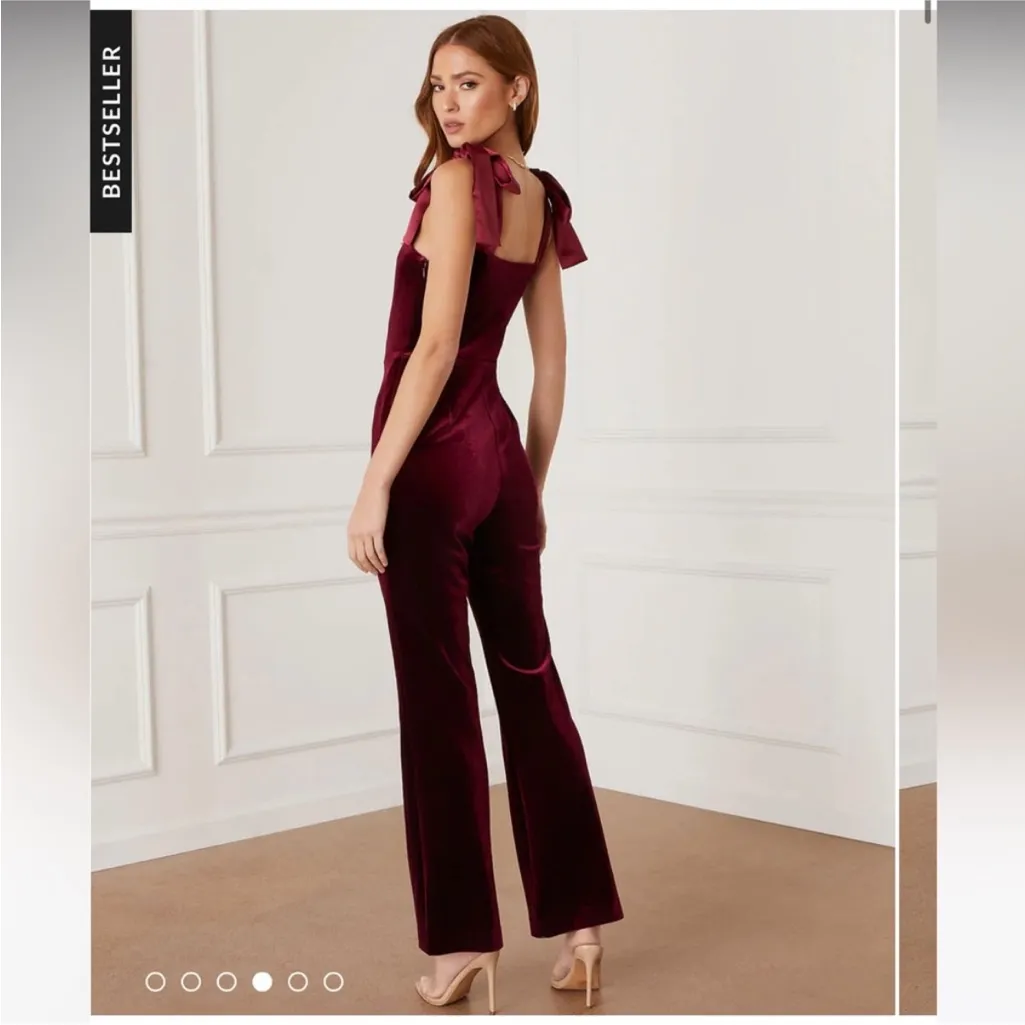 VICI x Emily Travis Logan Velvet Shoulder Tie Jumpsuit - Image 2