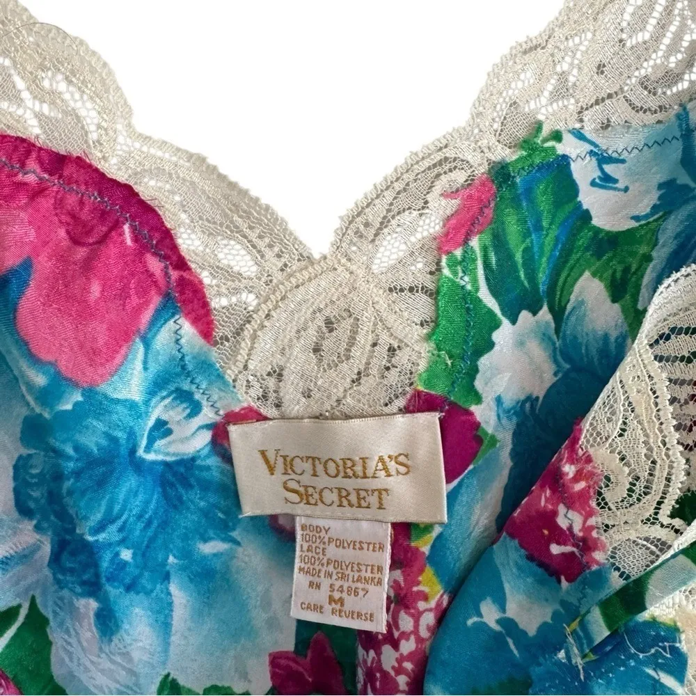 Vintage Victoria's Secret Gold Label Floral‎ 90s Floral Slip Medium Nightgown - Image 6