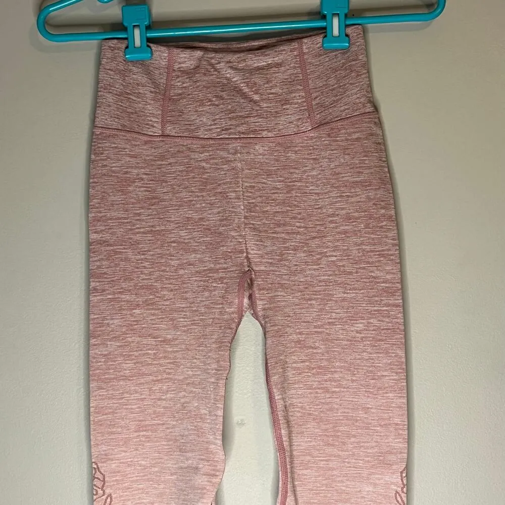 Calia by Carrie Underwood Heather Pink Floral Tectured Leggings Size XS - Image 2