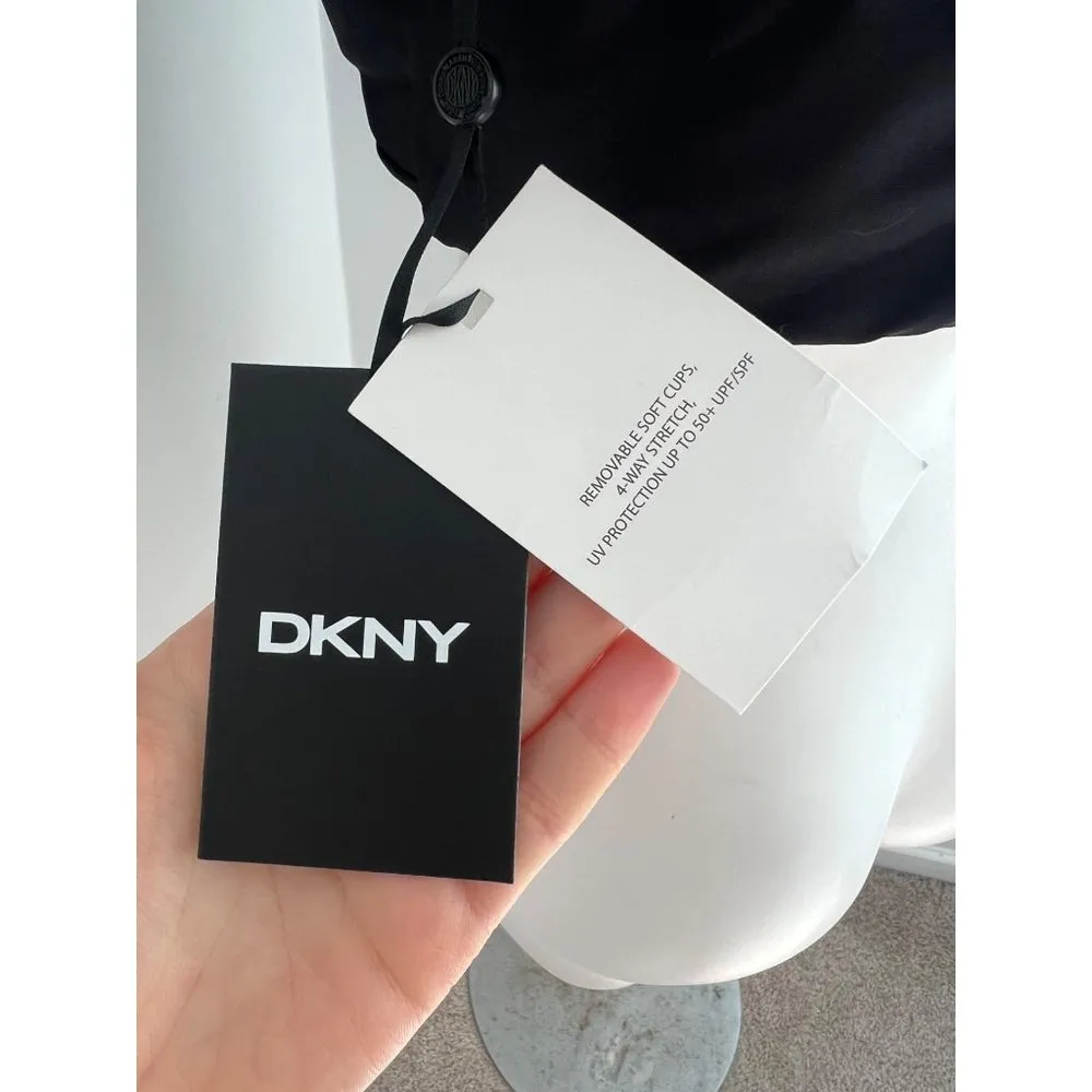 Womens DKNY Twist-Front Bikini Top Black XXL 50+ UPF/SPF Sun Protection - Image 5