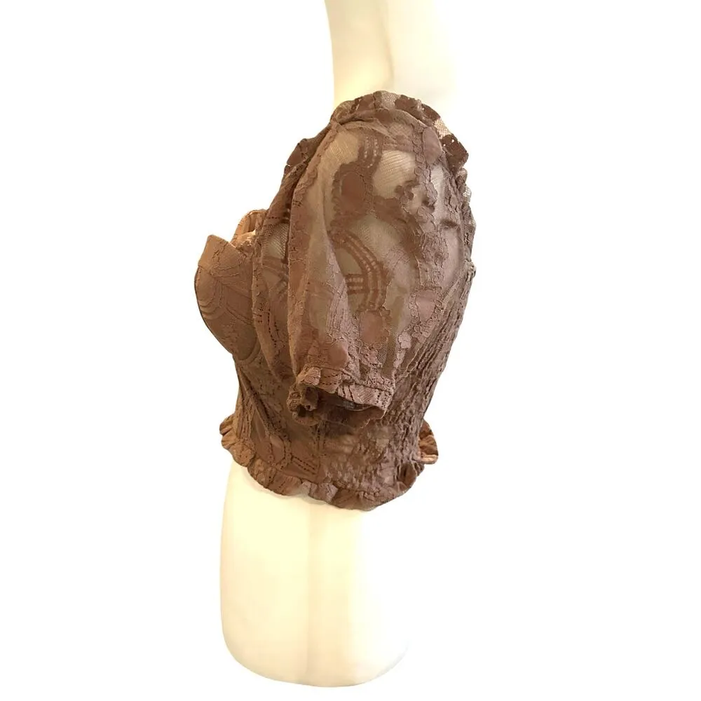 Haute Monde Pink Mauve Short Sleeve Top Small Crop Top - Image 3