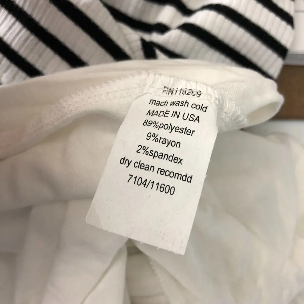 Velvet Torch Sheath Dress Bodycon Striped Long Sleeve Knit Black White M - Image 5