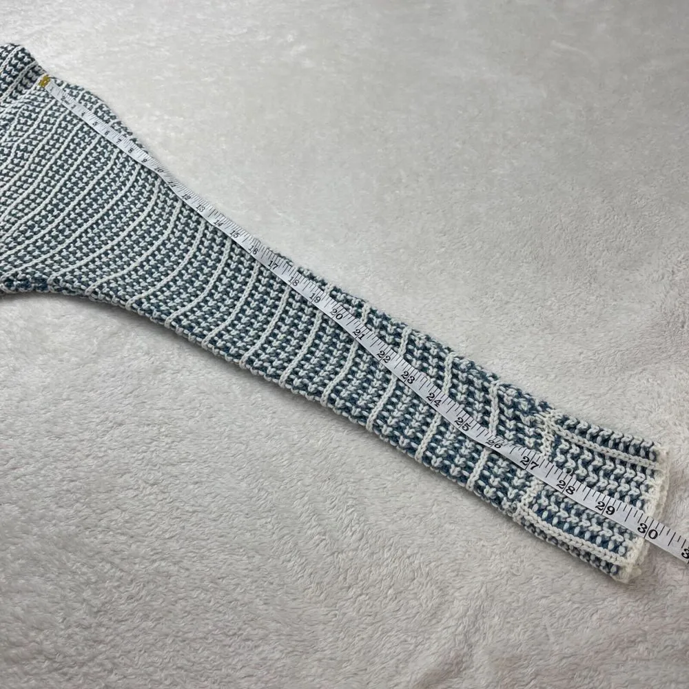 Pink Republic Knitted Cardigan Sweater‎ Womens Sz S Blue White Open Front Chunky - Image 9