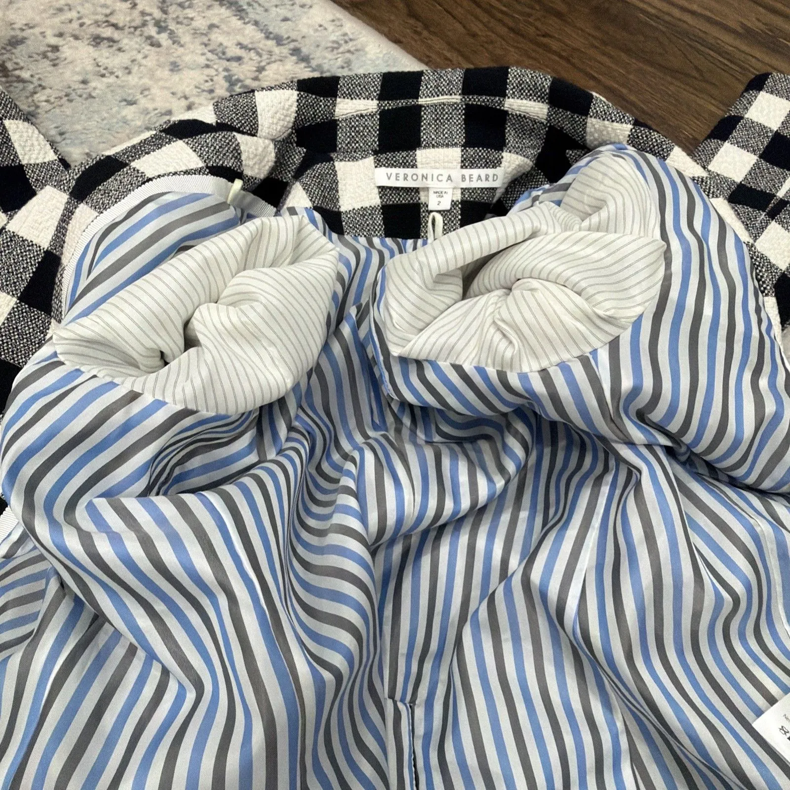 Veronica Beard Miller Black/White Check Dickey Blazer Jacket sz 2 - Image 7