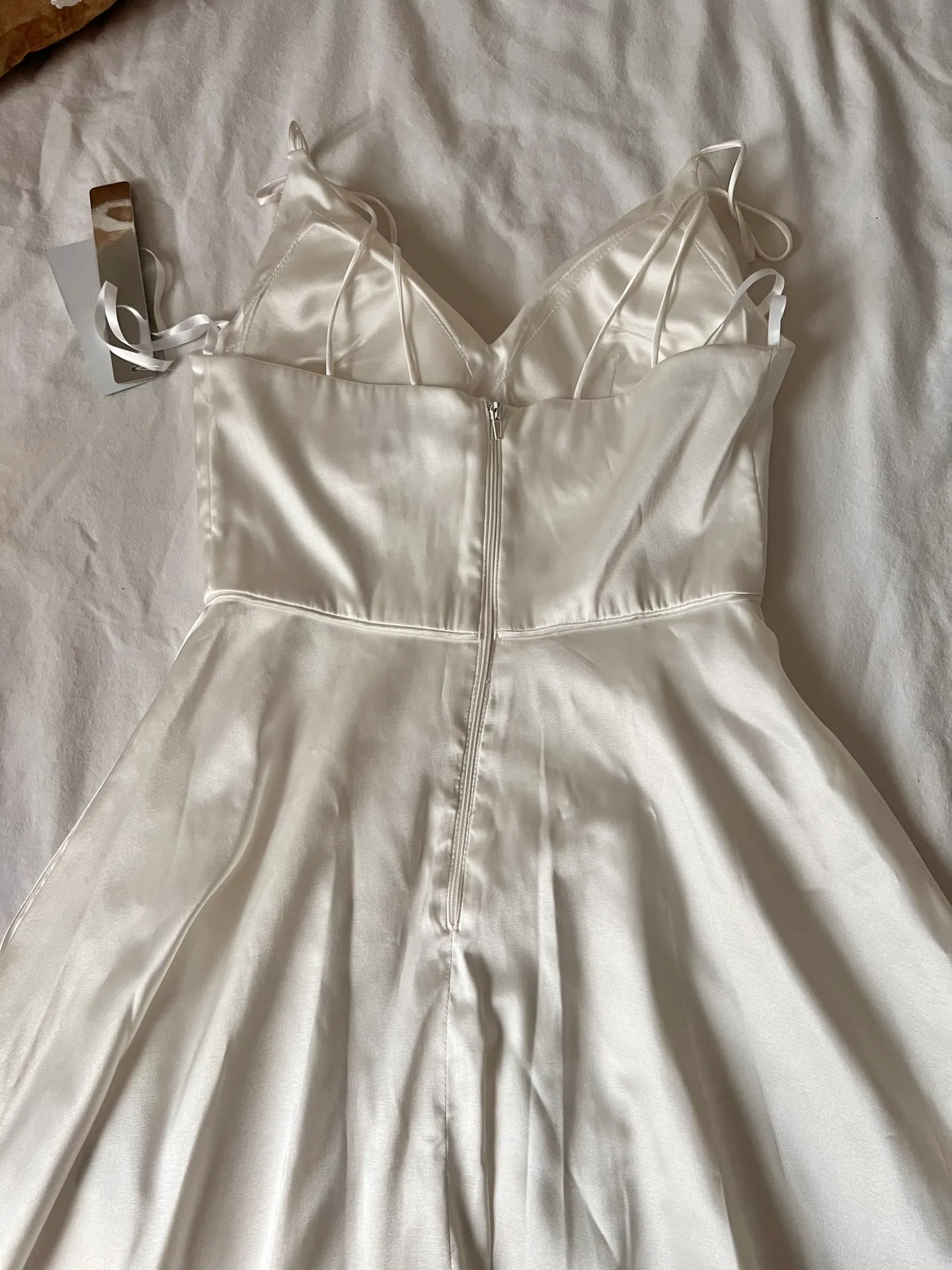 Sequin Hearts Lulus White Satin Mini Dress - Image 4