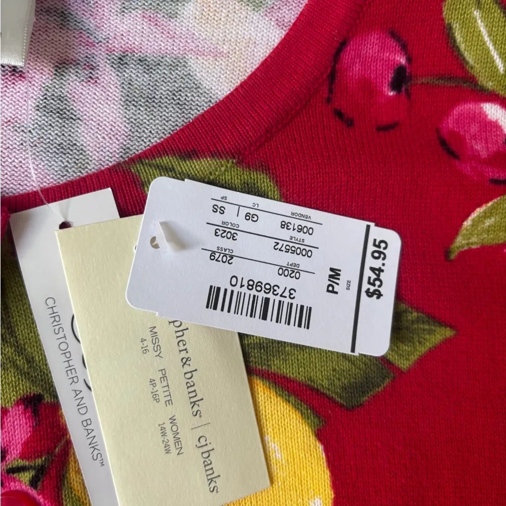 Christopher & Banks Red Floral Cardigan - Image 2