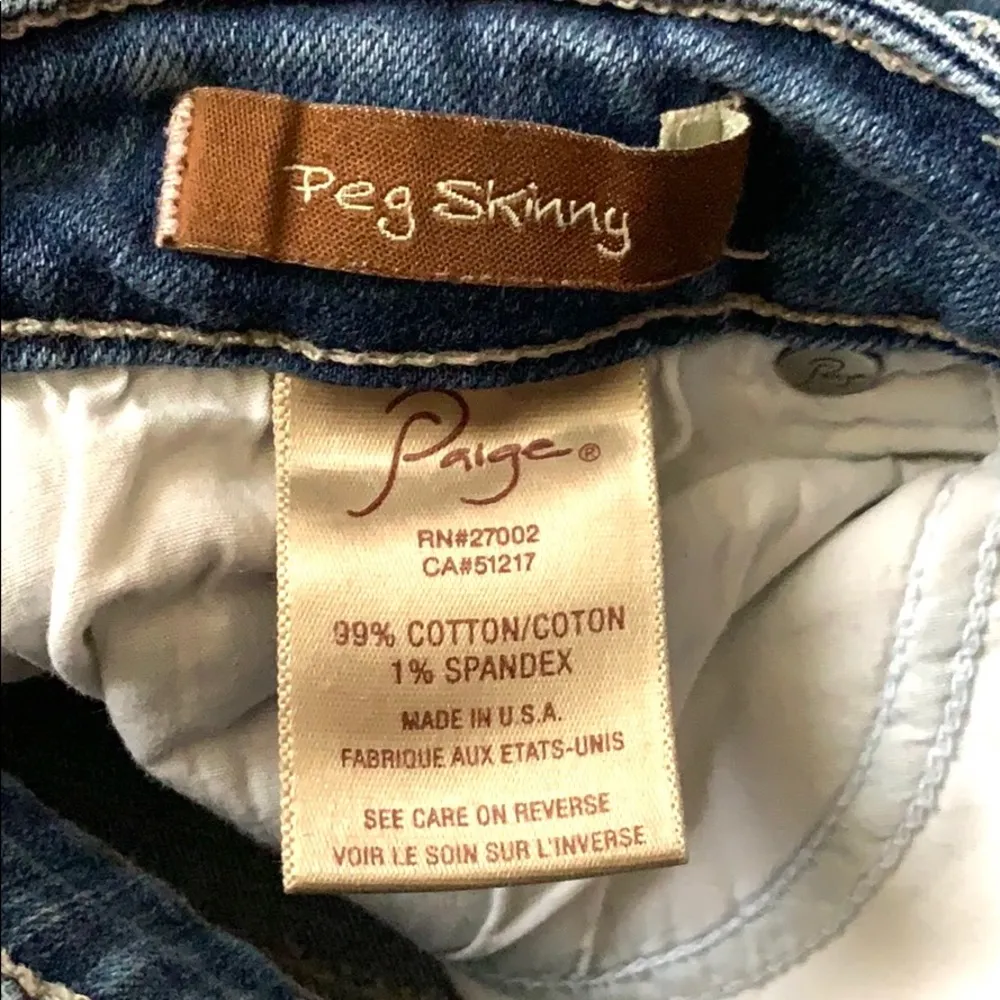 Paige Brand Womens Size 26 Peg Skinny Jeans Distressed Med Wash Denim Blue - Image 5