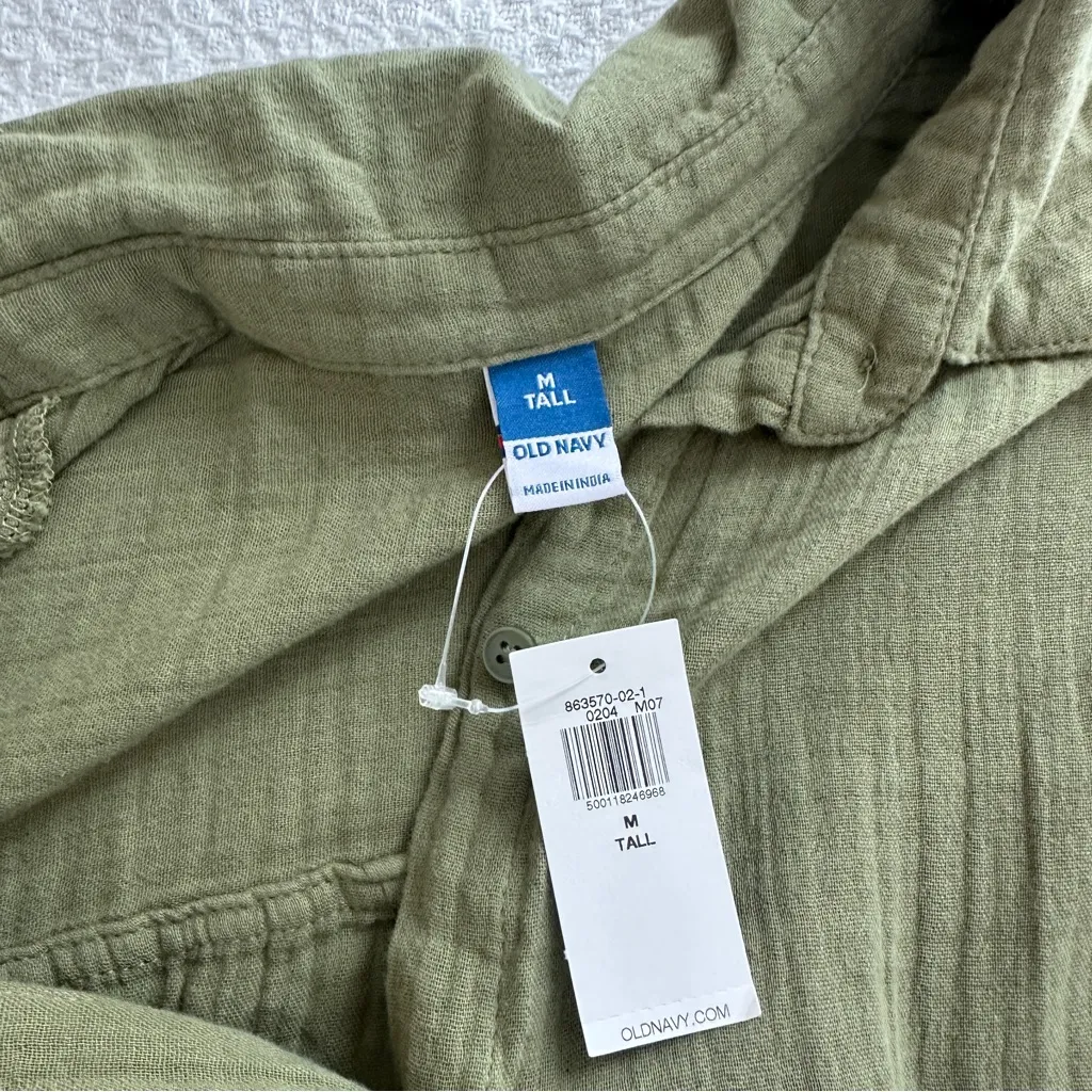 Old Navy Crinkle Gauze Romper Green NEW NWT Medium Tall - Image 4