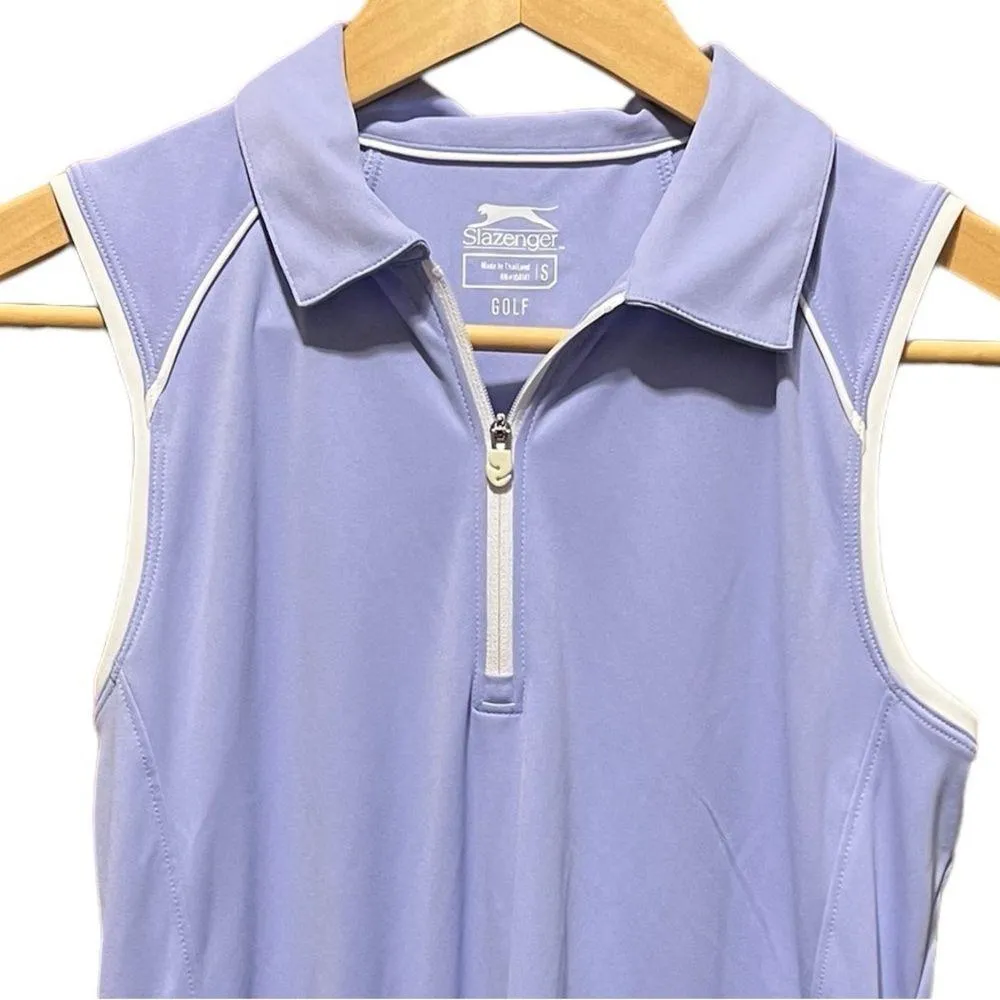Slazenger Top Women's Purple 1/4 Zip Sleeveless Golf Polo Size Small - Image 2
