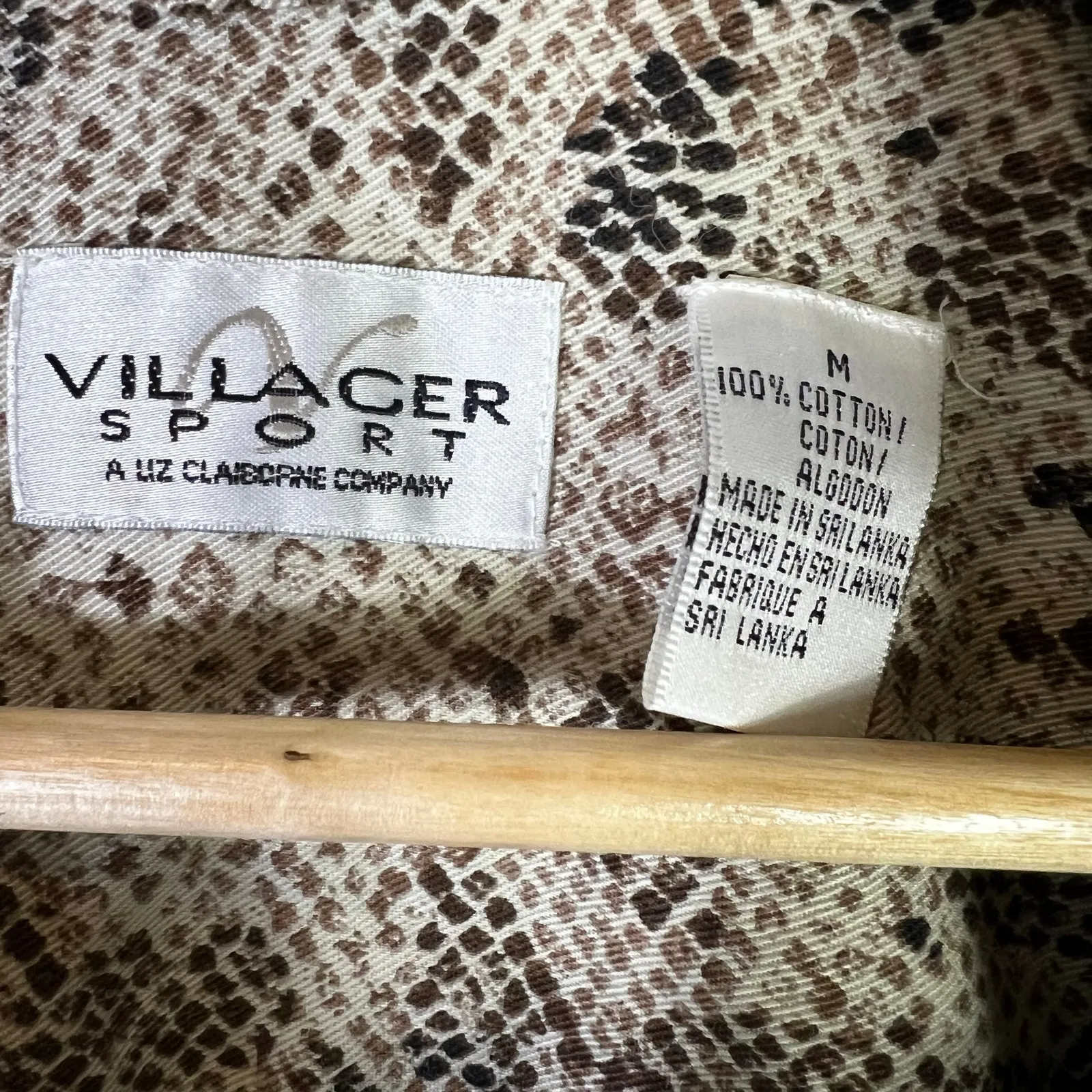 Vintage Villager Sport Snakeskin Jacket Womens M Brown 100% Cotton Retro 90s Size M - Image 5