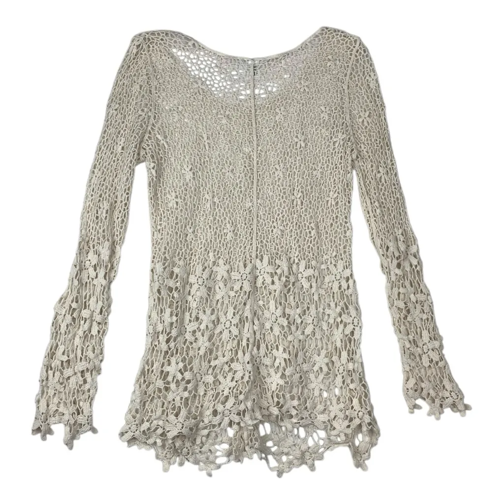 Cato size medium floral Ivory Crochet loose Knit Top mermaid fairy goblin - Image 11