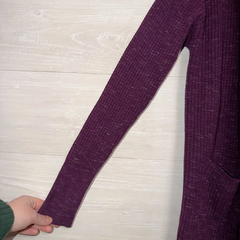 Calia Plum Open Front Long Cardigan Lightweight Athleisure Size Medium Purple - Image 3