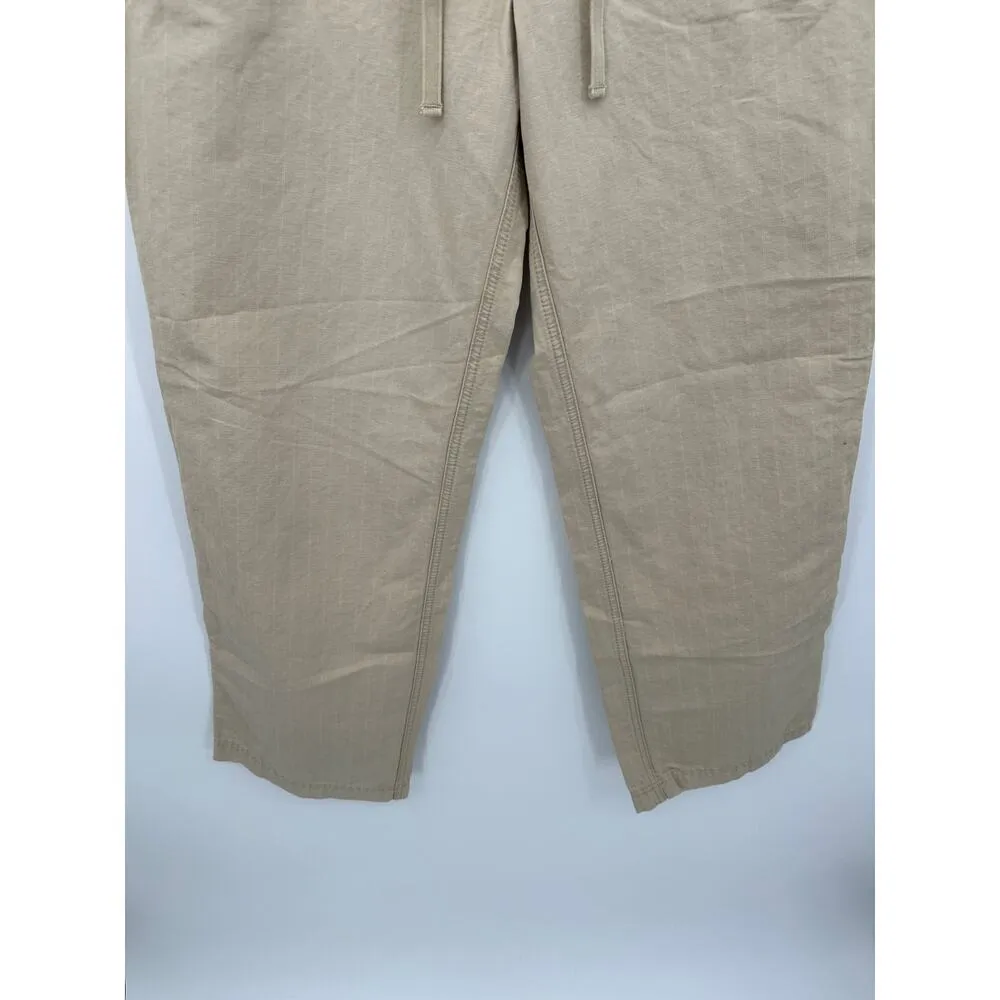 Vintage Express Khaki Pants Women Medium Drawstring Wide Leg Y2K 90s Linen Blend - Image 3