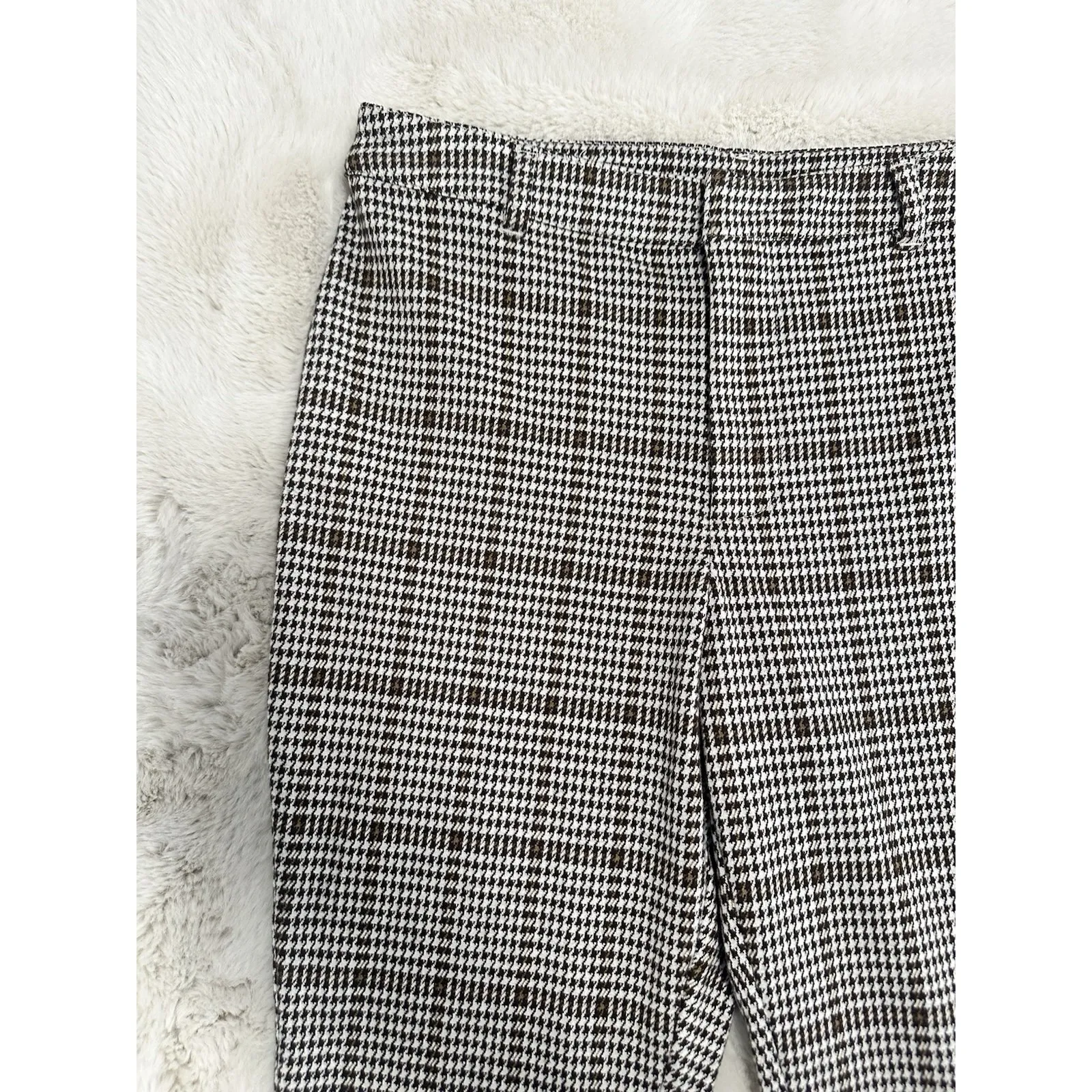 Free People Black & White Houndstooth Plaid Pants – Women's Size 12 - Image 5
