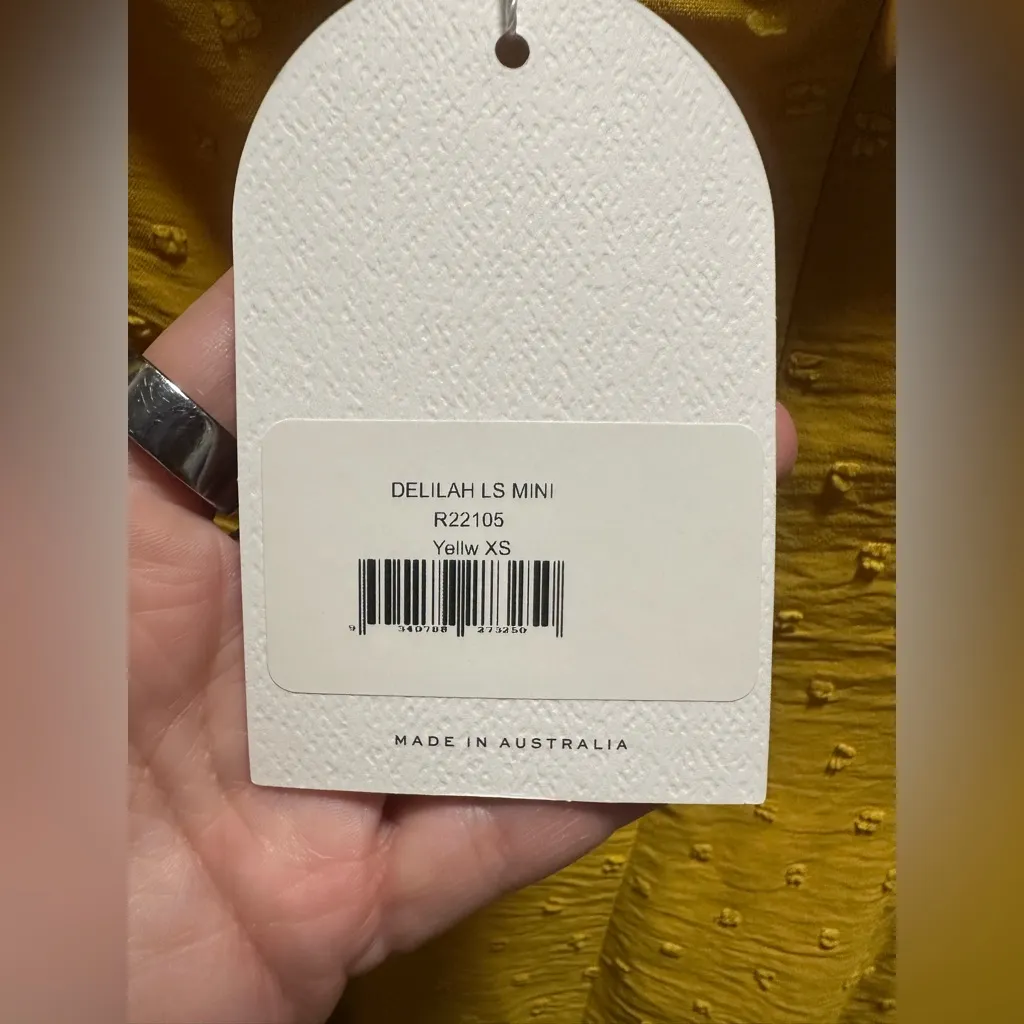 Rumer Delilah Long Sleeved Mini Dress Cutouts Sz Xs milkmaid coquette Yellow - Image 3