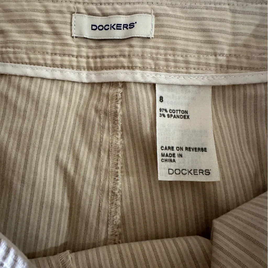 Dockers Tan Beige Pinstriped Size 8‎ Golf Pickleball Tennis Skorts Cotton Blend - Image 12