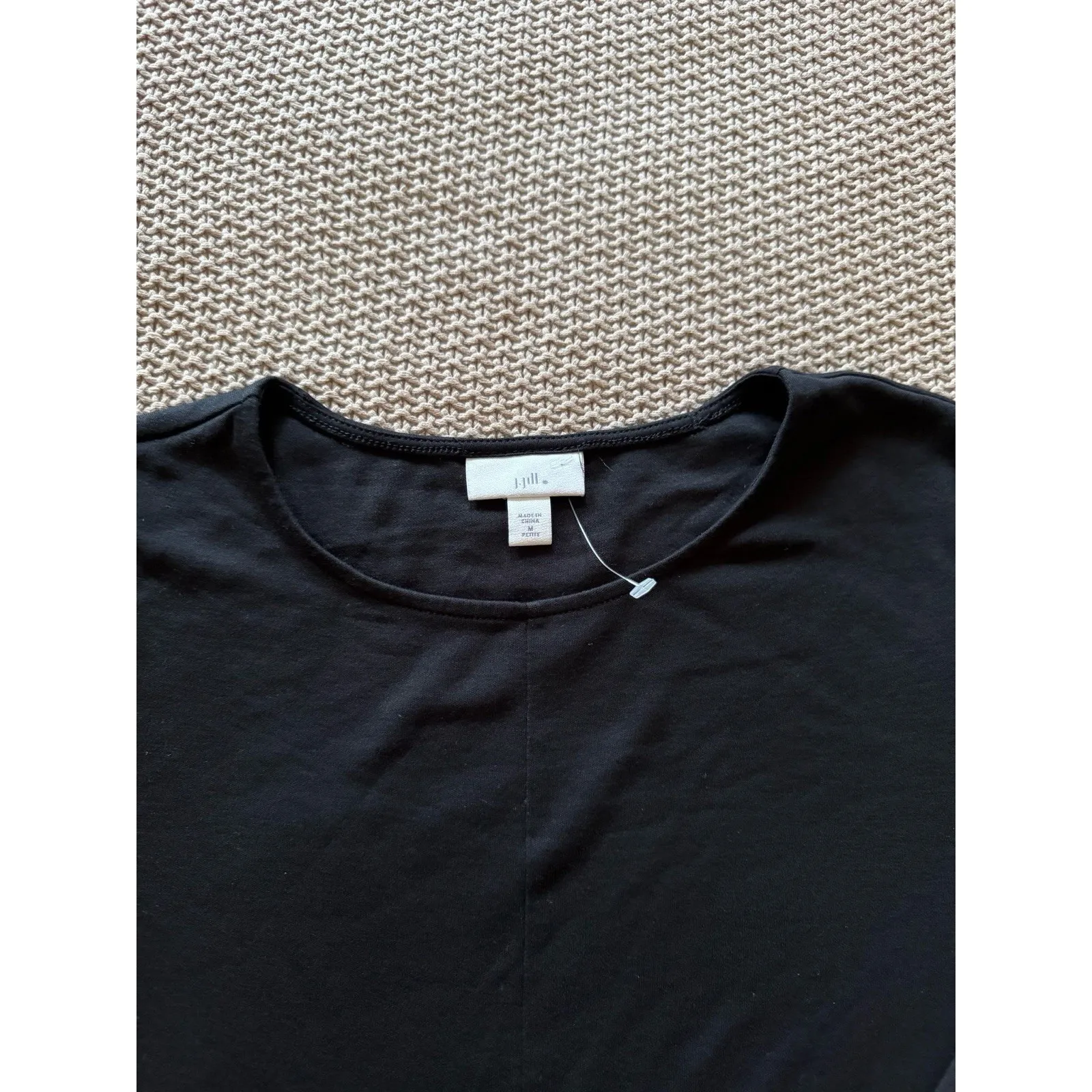 J Jill Tunic Luxe Tencel Asymmetrical Top Black Pure‎ Jill Casual Stretch Sz M - Image 2