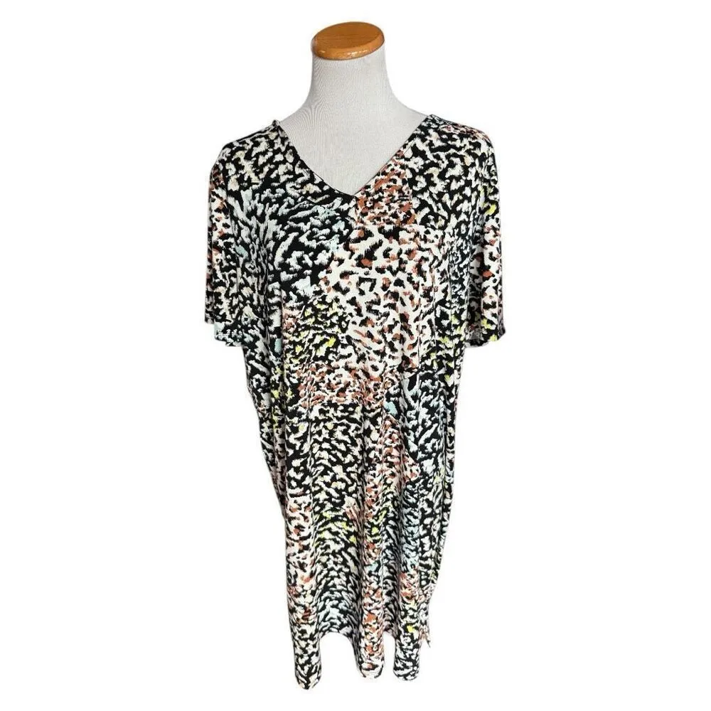 Womens Christian Siriano Leopard Short Sleeve V - Image 2