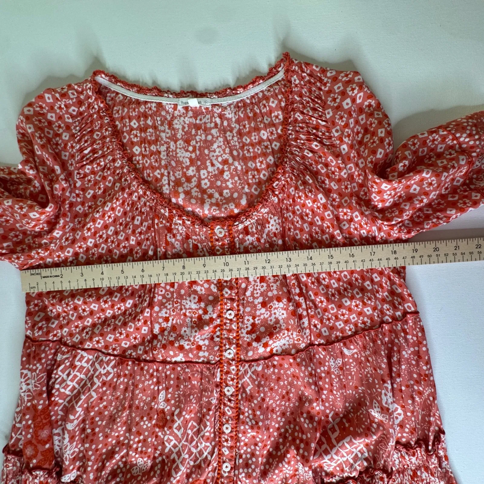 Poupette St Barth Tesorino Mini Dress Size S/M Tunic Flowy Resort Beachy Boho Red Size M - Image 12