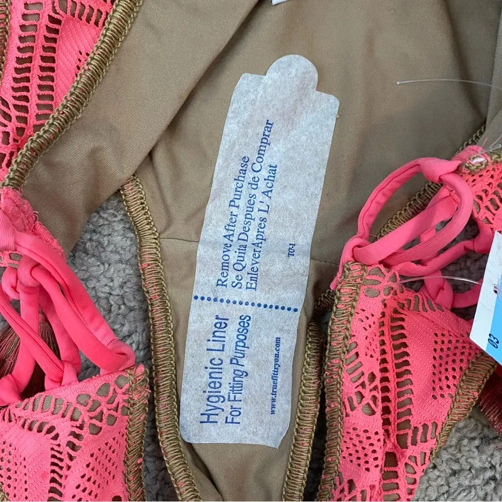 Becca Womens Wanderlust Crochet Emily Hipster Bottoms Size XS Coral Lace Up Side - Image 11