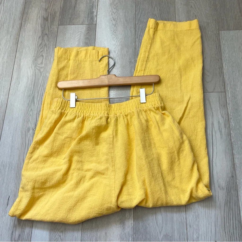 Jez Vintage Pants cotton pull on straight leg womens Yellow (large) bright artsy - Image 5