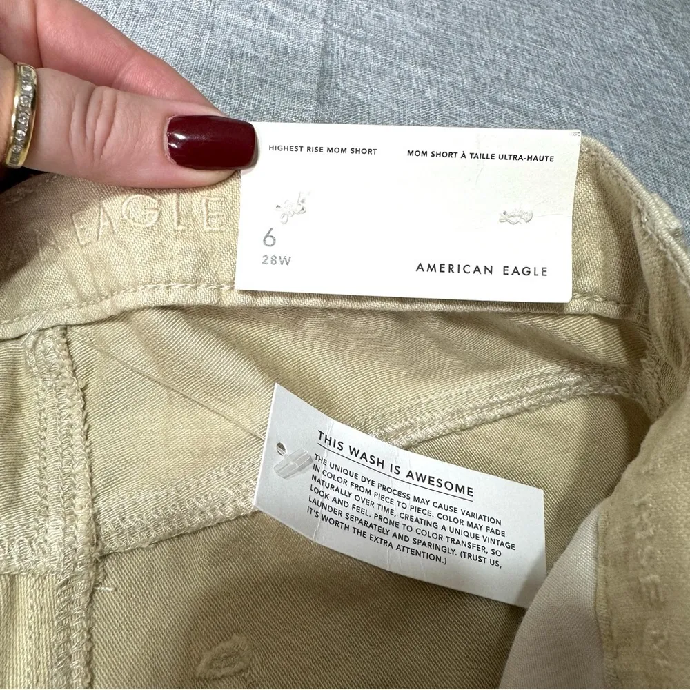 American Eagle Highest Rise Mom Shorts Khaki Frayed Distressed Casual 6 NWT - Image 10