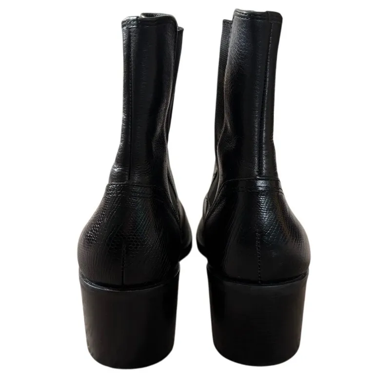 Hunt Club Cheyenne Chelsea Boots Sz 8.5 Black Leather Crocodile‎ Western Heeled - Image 5