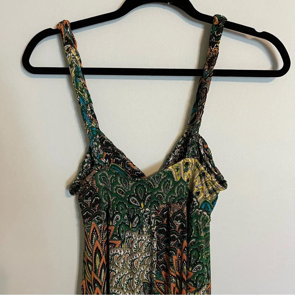 Moa Moa Boho Green Print Maxi Dress Size Small - Image 6