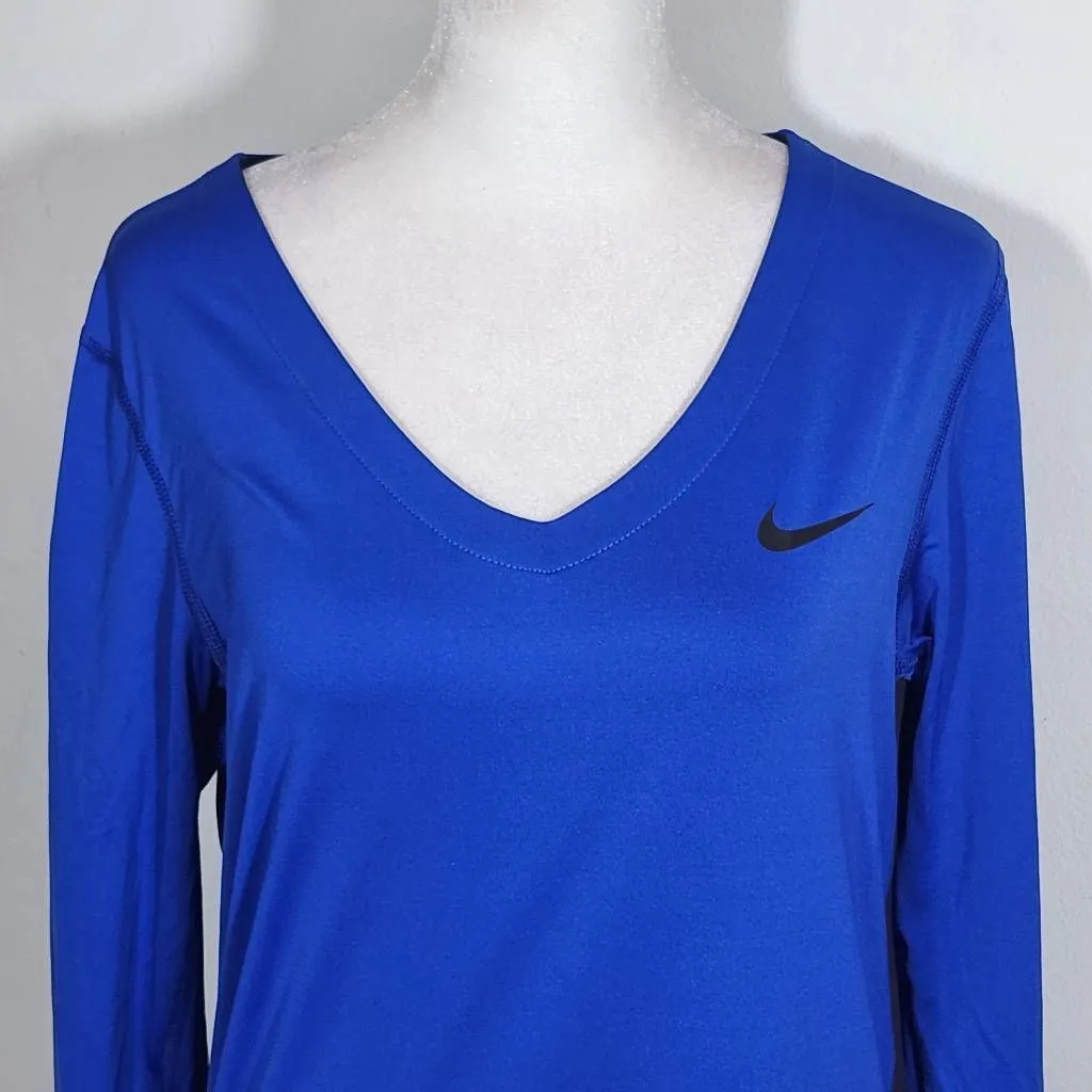 Nike Blue Long Sleeve Athletic Tee Size Large Nike Pro Blue Tee - Image 3