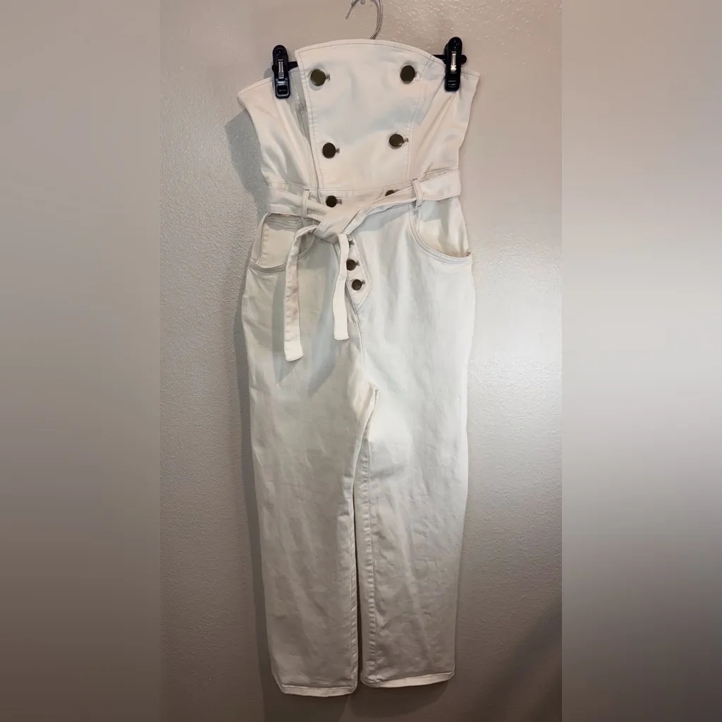 Marissa Webb‎ Women’s Strapless White Denim Jumpsuit Size 6 - Image 4