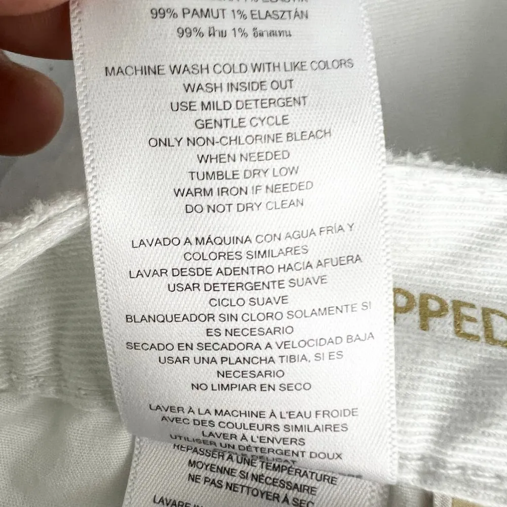 Michael Kors US 4 Womens White Distressed Low Rise Izzy Cropped Skinny Jeans - Image 14