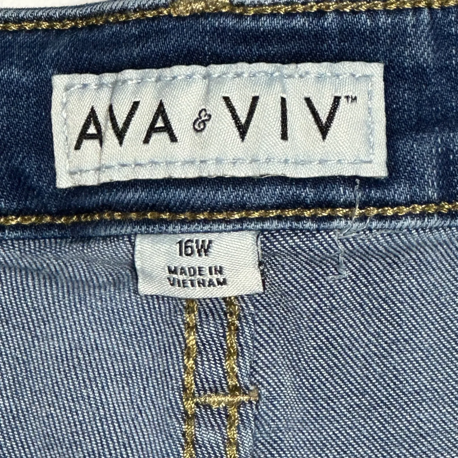 AVA & VIV Women's Blue Wash Denim Jeans Size 16W Skinny Fit Stretch - Image 6