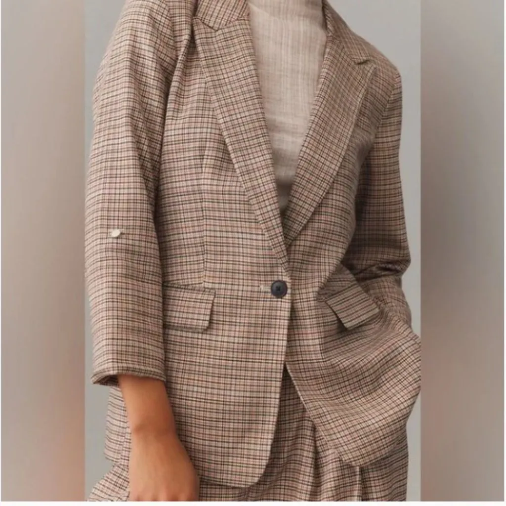 Anthropologie Maeve Roll Sleeve Houndstooth Blazer - Image 12