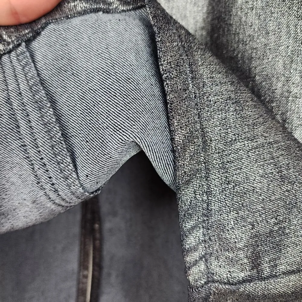 Baccini Silver Metallic Jean Skirt Denim Pencil Straight Stretch Skirt Size 8 - Image 6