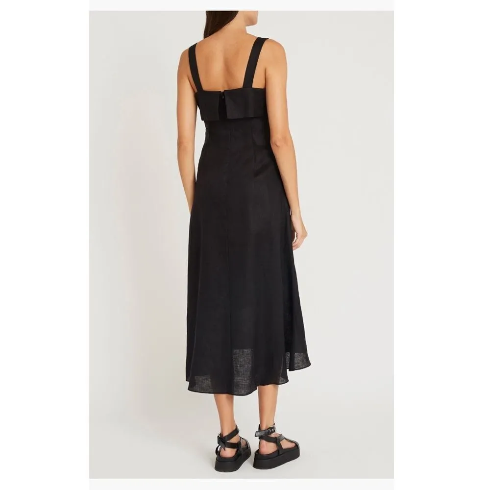 Luxely Huxely 100% Linen Midi Lined Dress, Black Meteorite,‎ Size 14, NWT - Image 4