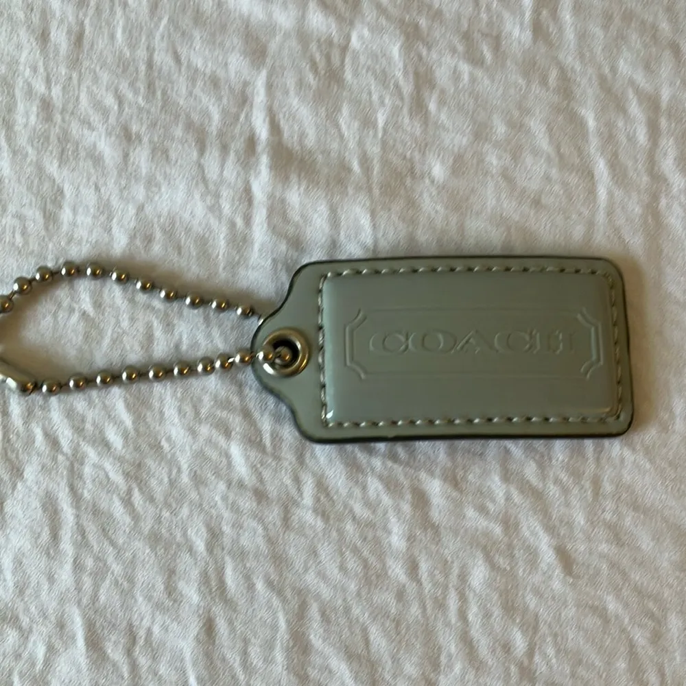 Coach: Gray Leather Keychain/ Handbag Tag- Silver Tone - Image 8