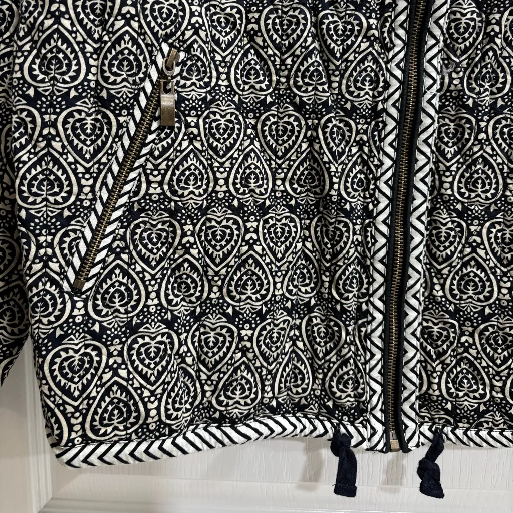 Women’s Black, Tan and White Quilted Zip Front Jacket by Tribal, NWT, Size TG/XL Black - Image 4