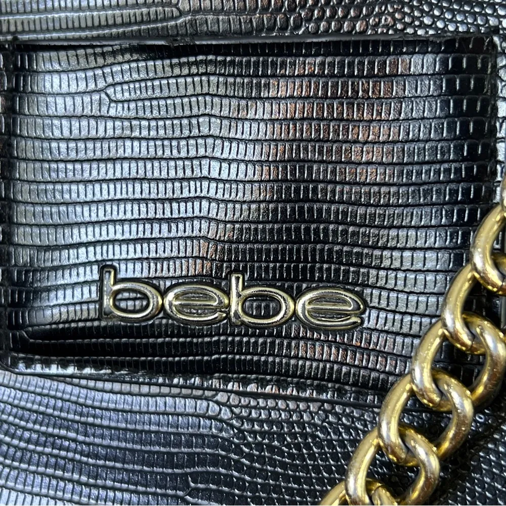 BEBE crossbody Black Purse with Golden Hardware - Image 6