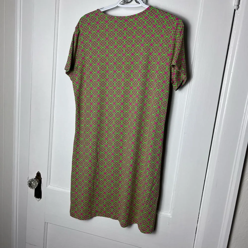 Banana Boat Women's Short Sleeve Pink Green Geometric Floral UPF 50 Dress  Large - $9 - From Kaitlyn