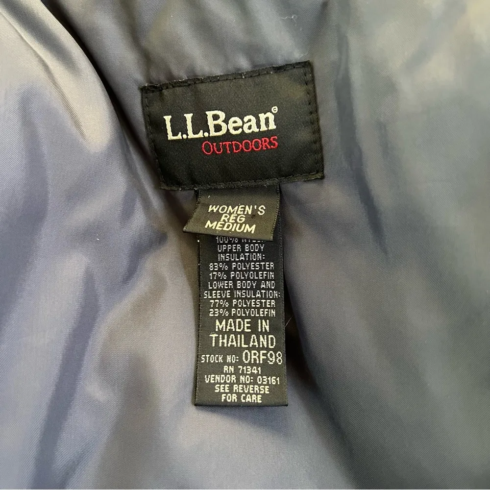 LL Bean Women’s Hooded Parka Blue and Black Size Medium Regular - Image 11